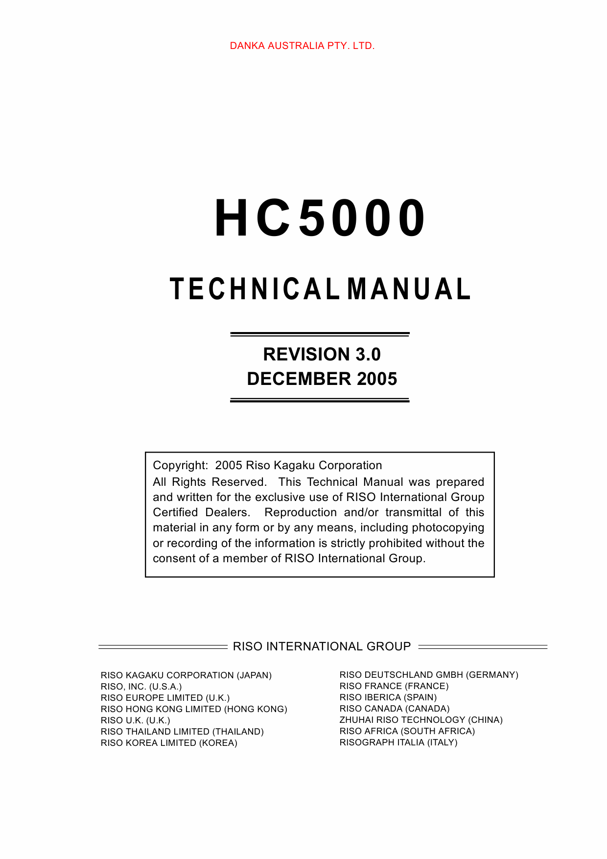 RISO HC 5000 TECHNICAL Service Manual-1